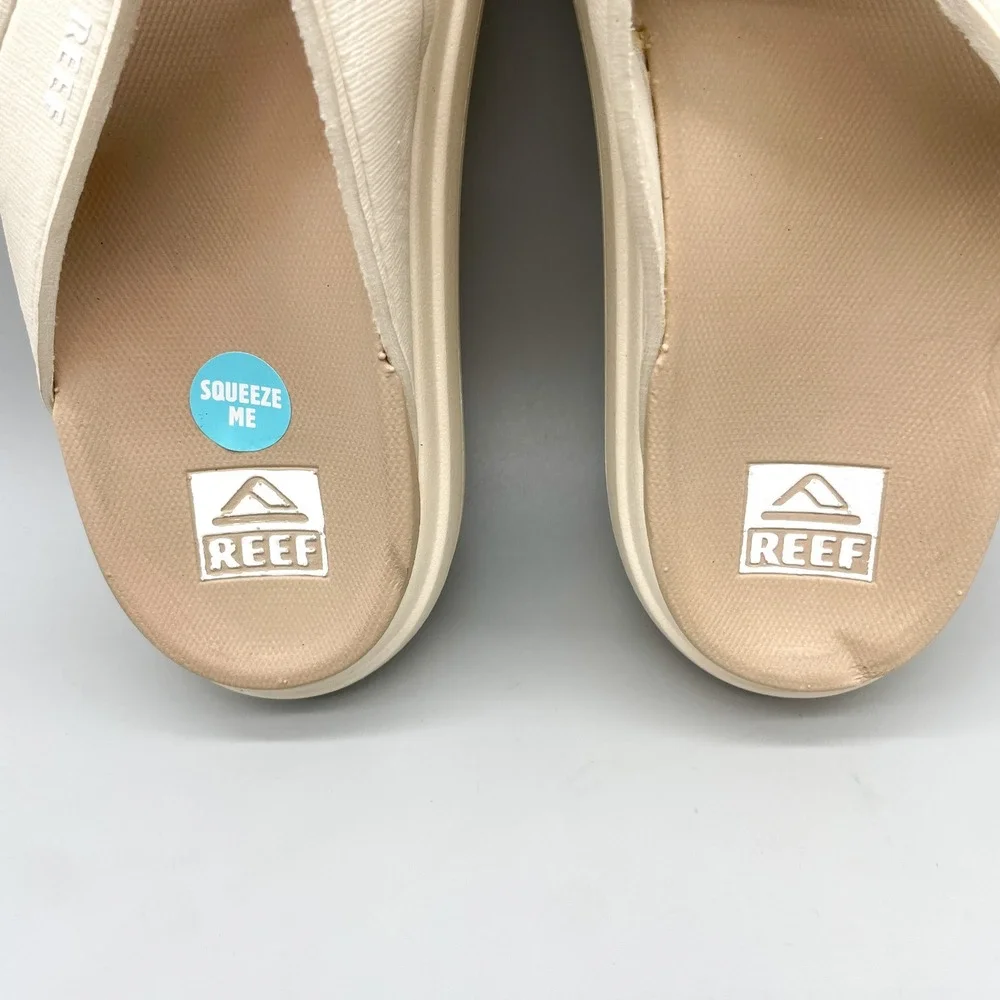 Reef Womens 8 Cushion Bondi Platform Flip Flop Sandals Cream Tan Beachwear Boho